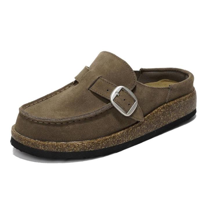 Chocolate brown loafer with cork sole